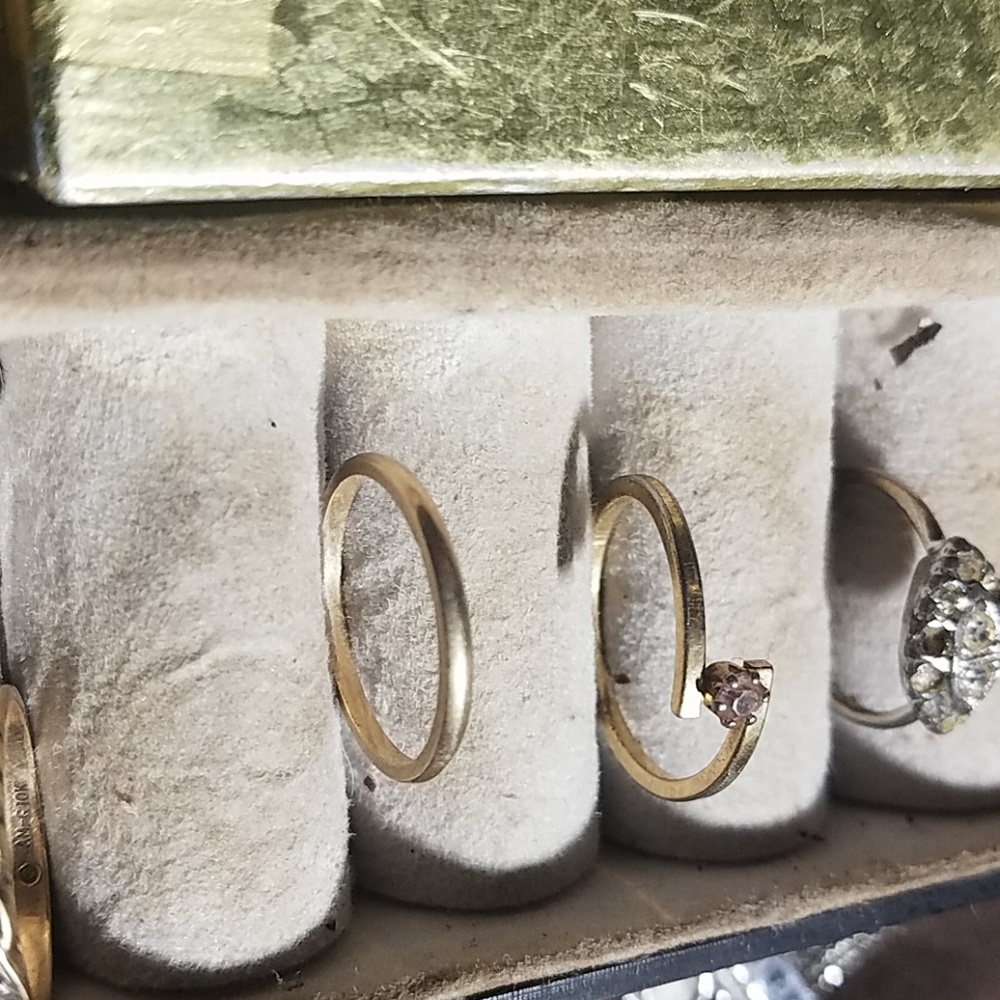 14k pink ice wedding ring set with band